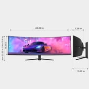 ZZA 49 Curved Gaming Monitor | 5120x1440 Dual QHD, 165Hz, 1500R, 32:9 Ultra-Wide, AMD FreeSync, 120% sRGB, Height Adjustable, HDMI 2.1 & DisplayPort 1.4, VESA Mount, Black