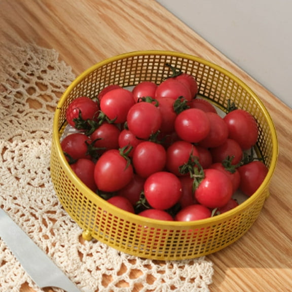 CQCYD under $5 Metal Wire Fruit Basket- Round Kitchen Countertop Fruit Bowl Vegetable Holder for Bread, Snacks, Households Items Storage for Kitchen, Livingroom