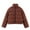 Coffee, variant on Fanxing Corduroy Puffer Jacket for Women Lightweight Quilted Bomber Jacket Outwear Solid Color Casual Button Down Down Coat