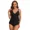 black, variant on Attraco Women Tankini Set Solid Color Swimwear Swim Sets Shoulder Straps V Neck Cake Hemline Bathing Suit