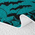 thumbnail image 5 of Erosebridal Halloween Skull Twin Quilt Set, Spooky Bat Swarm Twin Coverlet Set for Boys Girls, Teal Black, 2pcs 1 Bedspread and 1 Pillowcase, 5 of 7