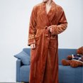thumbnail image 4 of Aoochasliy Womens Sleepwear Plus Size Clearance Robes Thick Flannel Solid Color Lapel Home Clothes Long Sleeved Hooded Robe Coat, 4 of 5