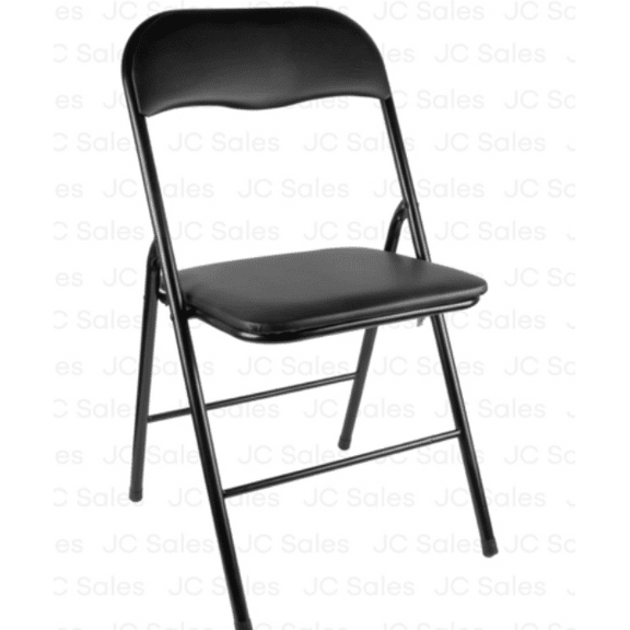 "Folding Chair with Cushion, Black, 17-inch Seat Height"