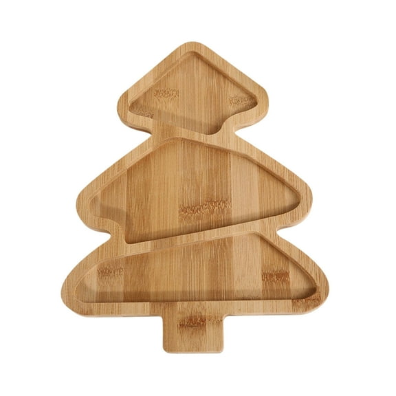 Meggemo Bamboo Christmas Tree Divided Tray - Decorative Style - Party Tableware For Restaurant Dessert, Fruit & Snack Serving