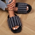 thumbnail image 7 of Xfvqtps Womens Stripe Slippers Open Toe Soft Sole House Shoes Indoor Warm Fall Winter Slip on Cozy Cute Slides, 7 of 7