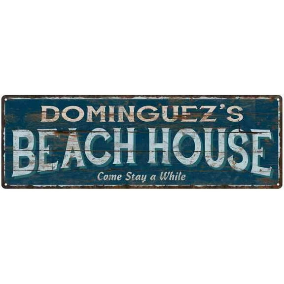 DOMINGUEZ'S Beach House Blue Rustic Cabin Home Decor 6x18 Metal 206180026334