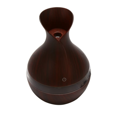 

300 Ml Ultrasonic Air Humidifier Aroma Essential Oil Diffuser With Wood Grain 7 Color Changing Led Lights For Office Home Deep Color