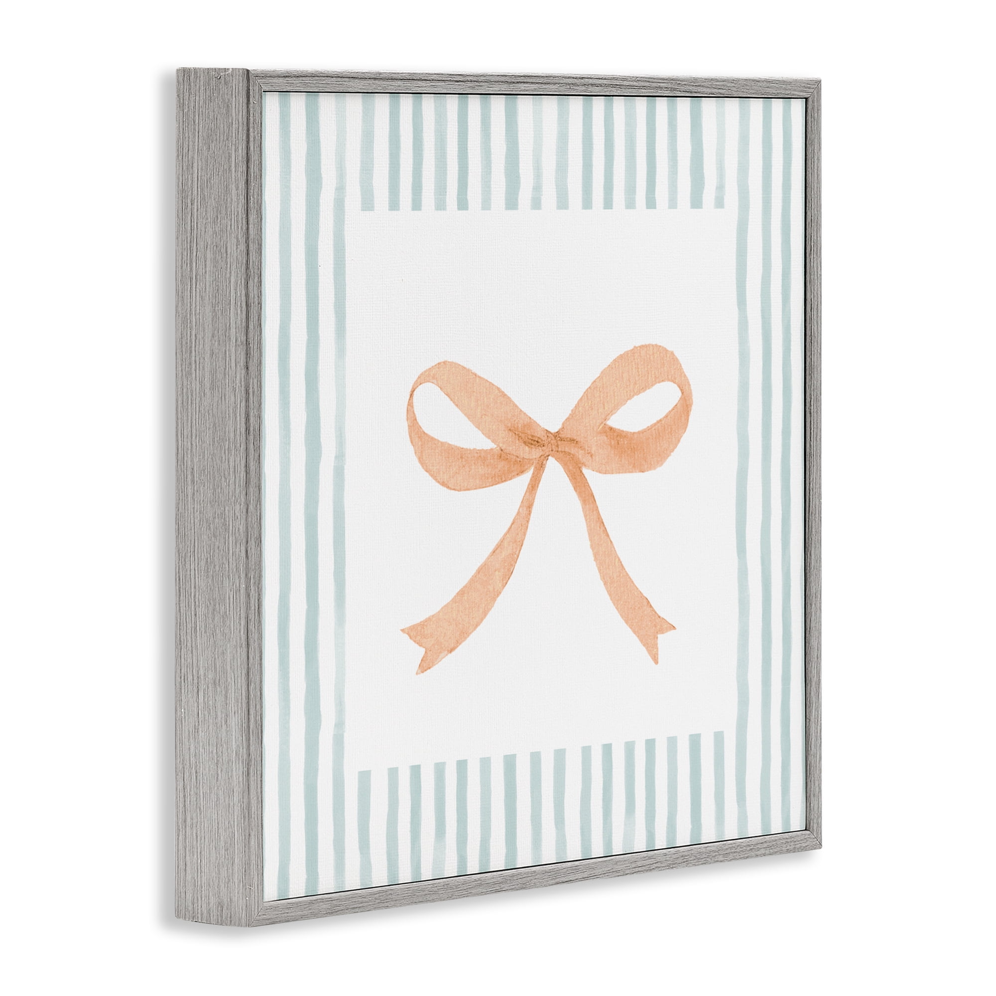 Stupell Industries Orange Bow with Stripe Border Gray Framed Giclee Art, design by Patricia Pinto