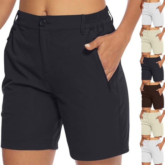 Kinrui Women's 6" Hiking Cargo Shorts Quick Dry with Zipper Pockets Workout Golf Shorts Lightweight Outdoor Active Summer Shorts Gray M