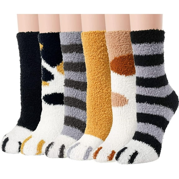 Women Fuzzy Socks Cozy Soft Fluffy Cute Animal Slipper Socks Sleeping Warm Socks Christmas Gift for Girls