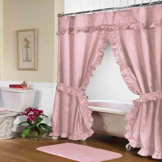 "Lauren" Double Swag Shower Curtain, Rose