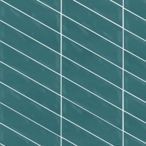 Sorrento Glossy Green Ceramic Chevron Wall Tile 2.5" x 10"
