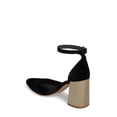 thumbnail image 2 of Shellys London Tilly Black Velvet Ankle Strap Retro Block Gold Heel Dress Pump (Black, 9), 2 of 4