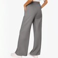 thumbnail image 5 of Women's Drawstring High Waist Pants Straight Leg Casual Trousers with Pocket for Loungewear and Travel Summer Palazzo Pants Flowy Beach Lounge Pants with Pockets, 5 of 6