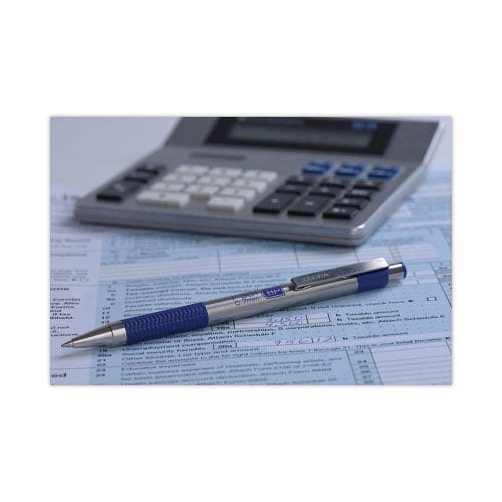 F-301 Ballpoint Pen, Retractable, Fine 0.7 Mm, Blue Ink, Stainless Steel/blue Barrel | Bundle of 2 Dozen