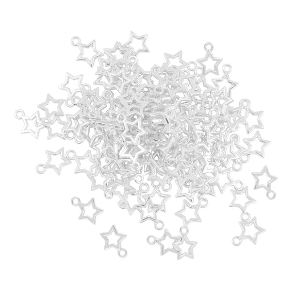 100 Piezas de Joyería a Granel Resultados de Suministro DIY Navidad Colgante 2 Mm Agujero - Blanco plateado, Individual Macarena Colgante de los encantos de la estrella