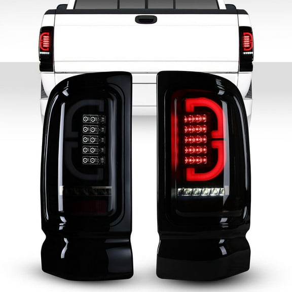 LED Tail Lights For 1994-2001 Dodge Ram 1500 Pickup;1994-2002 Dodge Ram 2500/3500 Pickup;1995-2002 Dodge Ram 4000 Pickup- Black Smoked Brake Lamps
