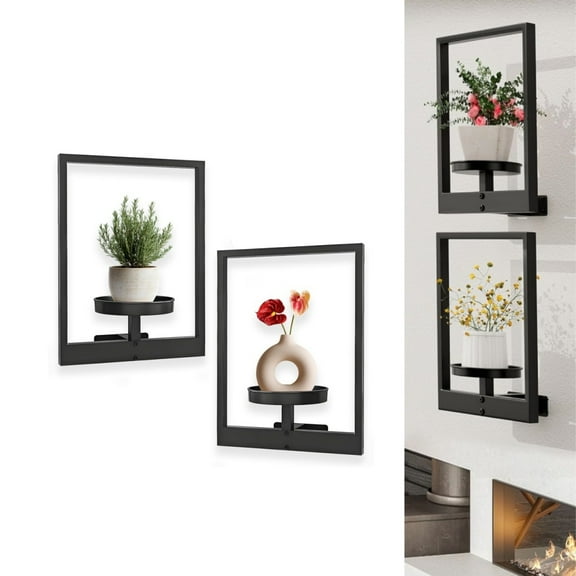 Wall Plant Holders,QZS Art Hanging Vases for Flowers,Indoor Plant Holder for Home Decor,2pcs Wall Mounted Frame for Dried,Fresh Flower