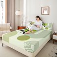 thumbnail image 3 of jejeloiu Minimalist Abstract King Sheets For Men Women,Modern Print Bedding,Green White,4pcs,1 Flat Sheet, 1 Fitted Sheet and 2 Pillowcases, 3 of 6