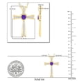 thumbnail image 5 of Dazzlingrock Collection 5X5mm Heart Shaped Center Amethyst & Round White Diamond Religious Cross Pendant for Women with Gold Chain (0.21 ctw, Color I-J, Clarity I1-I2) in 14K Yellow Gold, 5 of 6