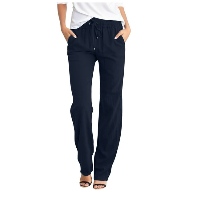 2025 Women High Waisted Solid Lightweight Casual Pants Women Straight Pants Waist and Sweat Pants Women Casual Set Long Women Casual Elastic Drawstring Pants with