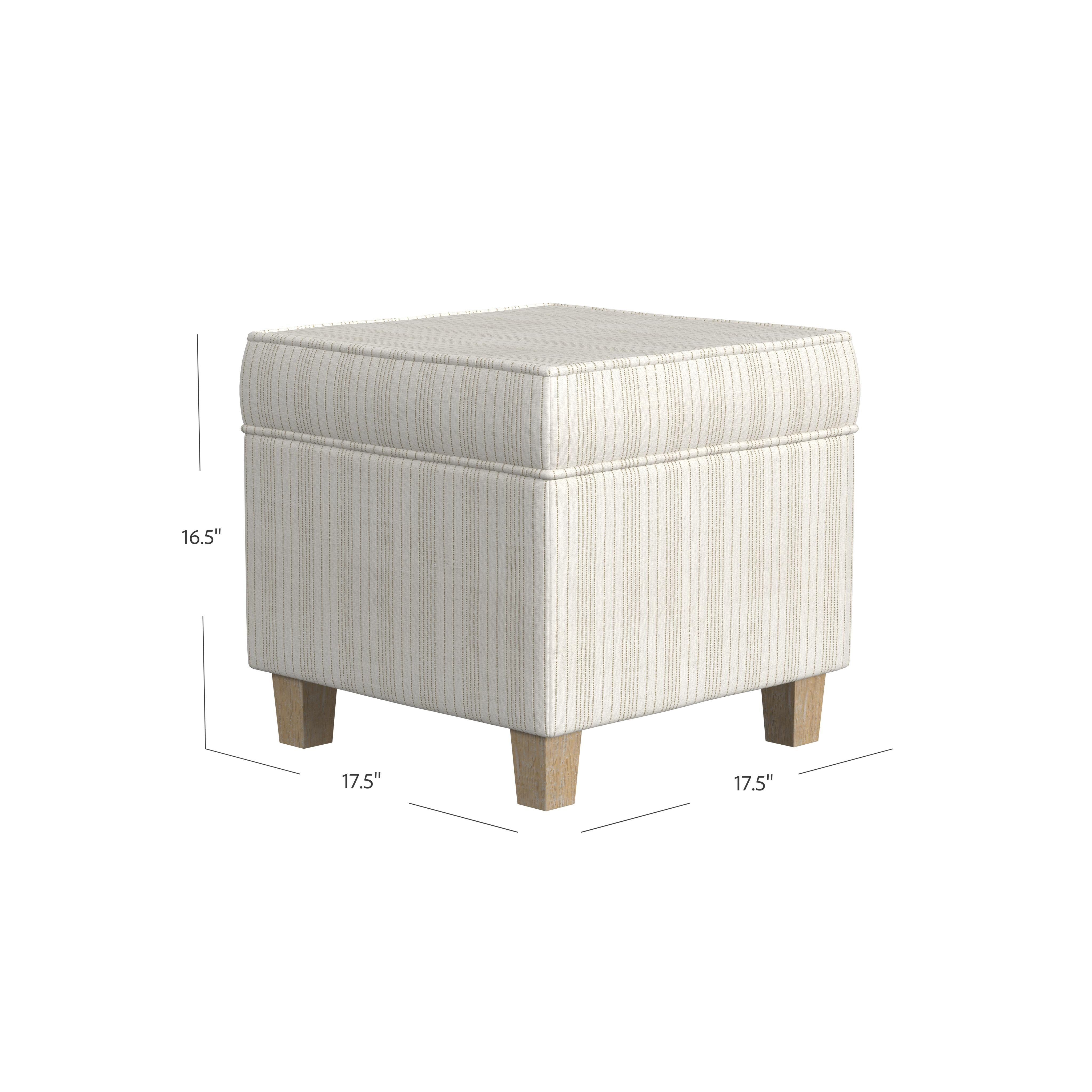 HomePop Square Storage Ottoman, Marigold Pinstripe