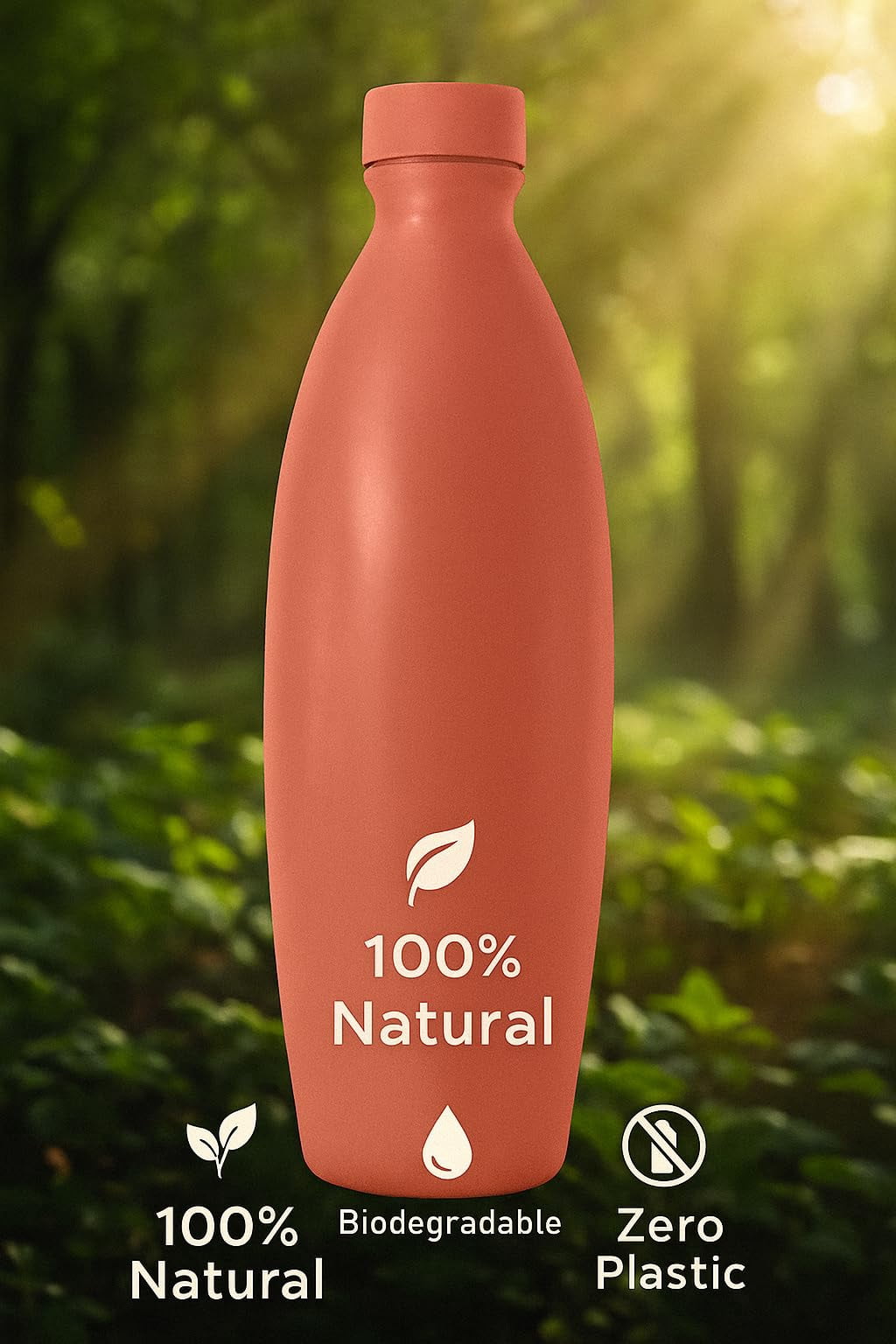 PrakRtyA: Clay Water Bottle for Drinking – Handmade Terracotta Earthen Bottle | Natural Mitti Water Bottle | Eco-Friendly, BPA-Free, Chemical-Free, Reusable Water Container