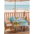 thumbnail image 2 of 60x120 Inch Outdoor Tablecloth with Umbrella Hole Zipper Rectangle Summer Coastal Rectangular Tablecloths Outside Waterproof Ocean Flower Sea Starfish Shells Patio Table Cloth Cover for Picnic Party, 2 of 8