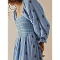 thumbnail image 3 of Kmbangi Robe Longue Décontractée d'Été pour Femme, Fleurs Brodées 3D, Encolure Carrée, Manches Bouffantes, Robe Mode Dos Nu, Robe Trapèze, 3 of 5