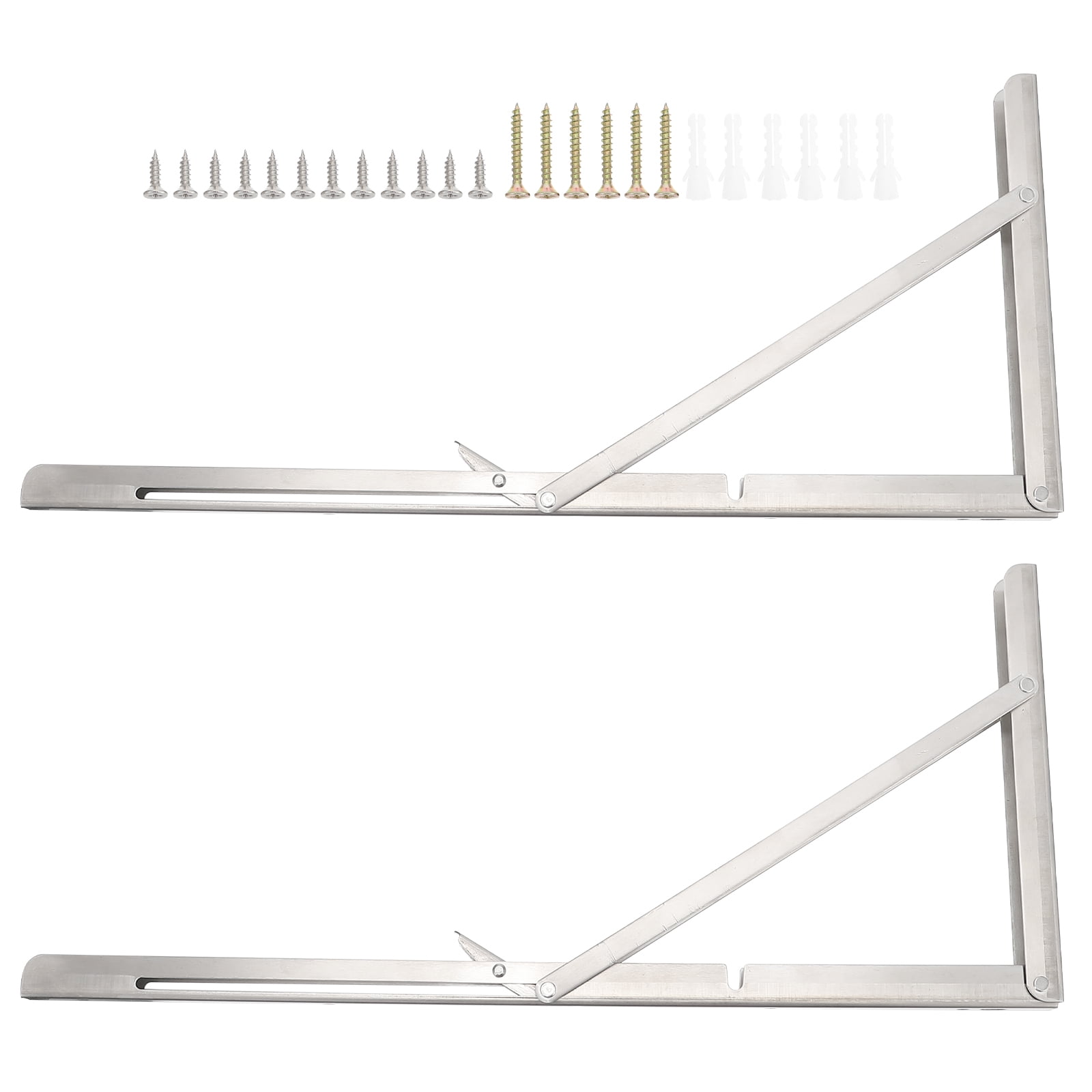 LABSERRON 2Pcs Folding Brackets for Shelves for Desk Board Simple Design Stainless Steel Support Racks