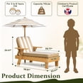 thumbnail image 2 of UBesGoo Toddler Patio Chaise Lounge Chair with Canopy Umbrella, Kids Wooden Sunbed with Cushion for Backyard, Brown & Beige Striped Design, 2 of 19