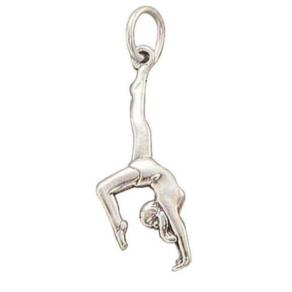 Sterling Silver 16" .8mm Box Chain Hand Standing Gymnast Pendant Necklace