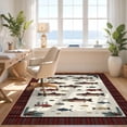 thumbnail image 3 of Design&I 9'x12' Washable Area Rug Fish Cabin Distressed Plaid Border Motif Farmhouse Fishing Clownfish for Dining Room, Basement, Large Office, Snag-Free, 3 of 7
