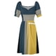 thumbnail image 4 of Patrón geométrico minimalista de medio marco 3 en amarillo mostaza azul marino blanco y gris Vestido de manga corta vestidos, 4 of 6
