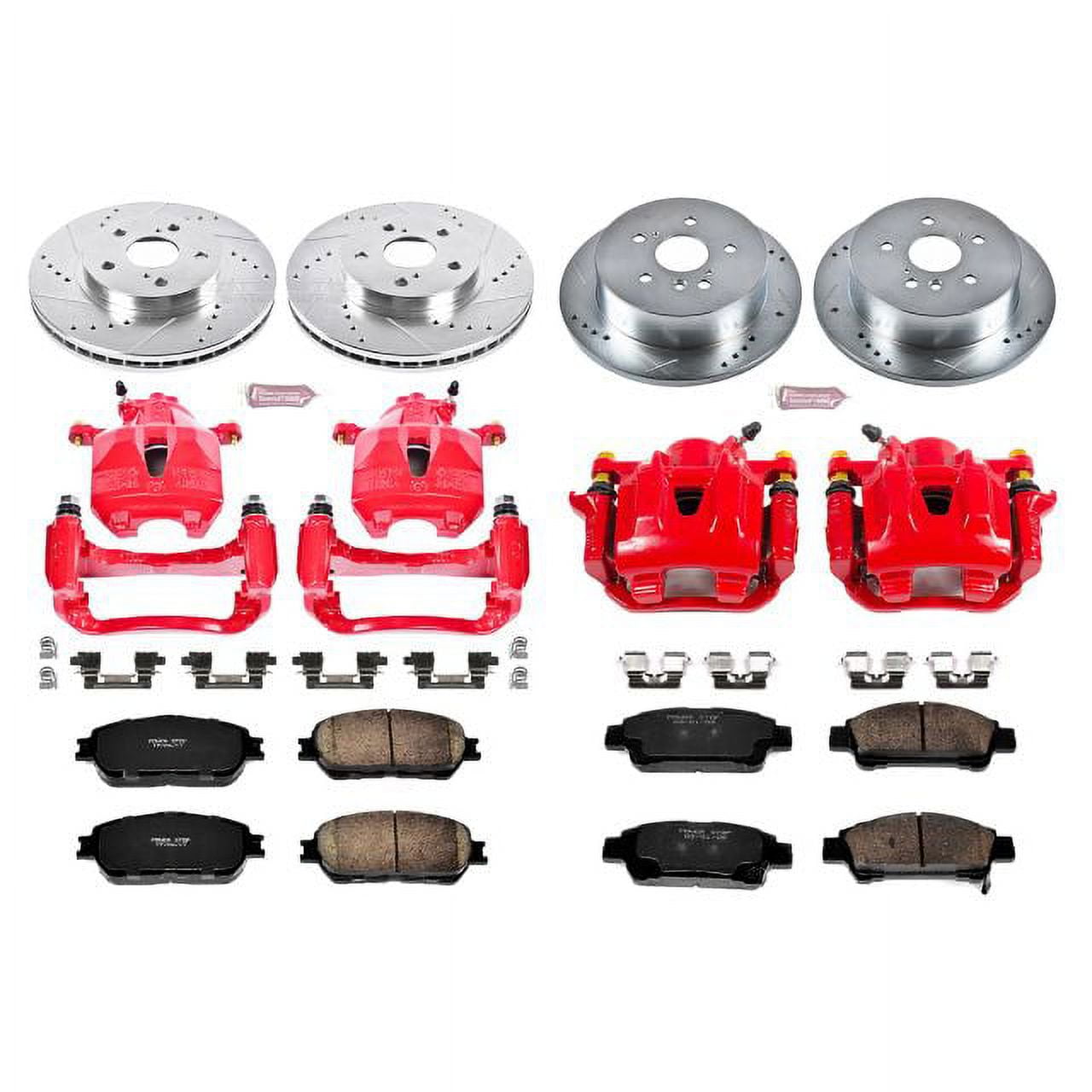 PowerStop Front and Rear Z23 Evolution Sport Brake Pad and Rotor Kit with Red Powder Coated Calipers Fits: TOYOTA Select Models KC5476