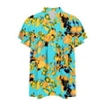 thumbnail image 4 of Women's Casual V-Neck Boho Floral Tops Ruffle Short Sleeve Blouse Pleated Babydoll T Shirt Sky Blue,XL, 4 of 5