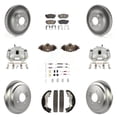 thumbnail image 1 of Transit Auto Front Rear Disc Brake Caliper Coated Rotors Drums Semi-Metallic Pads Shoes Wheel Cylinders and Hardware Kit (11Pc) for Car Hyundai Accent Kia Rio Rio5 KCG-100379P, 1 of 11