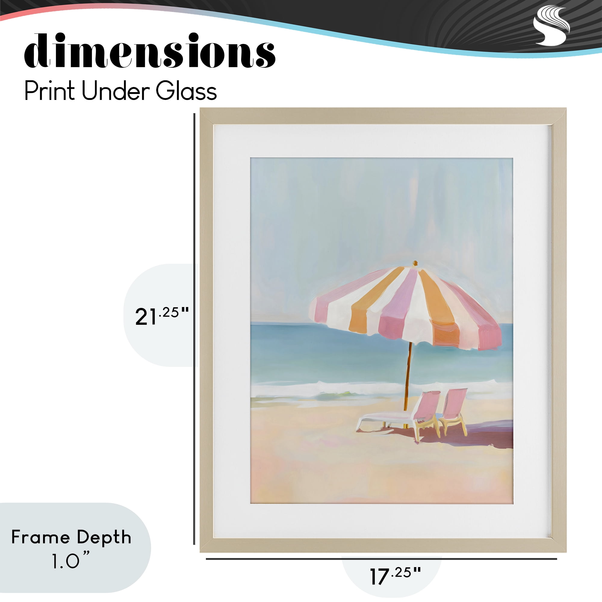 Stupell Industries Striped Umbrella & Chairs Birch Framed Print Under Glass, design by The Prints Vibe