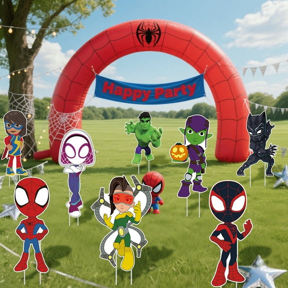 8 Pcs Spider Man friends Yard Signs, Spider-Man Theme Party Favors Decorations for Outdoor Yard Lawn