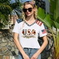 thumbnail image 4 of JULMCOMO 4th of July Shirts Women Red White Blue V Neck 250th Anniversary Tops Patriotic Short Sleeve American Flag T Shirts White 2XL, 4 of 6