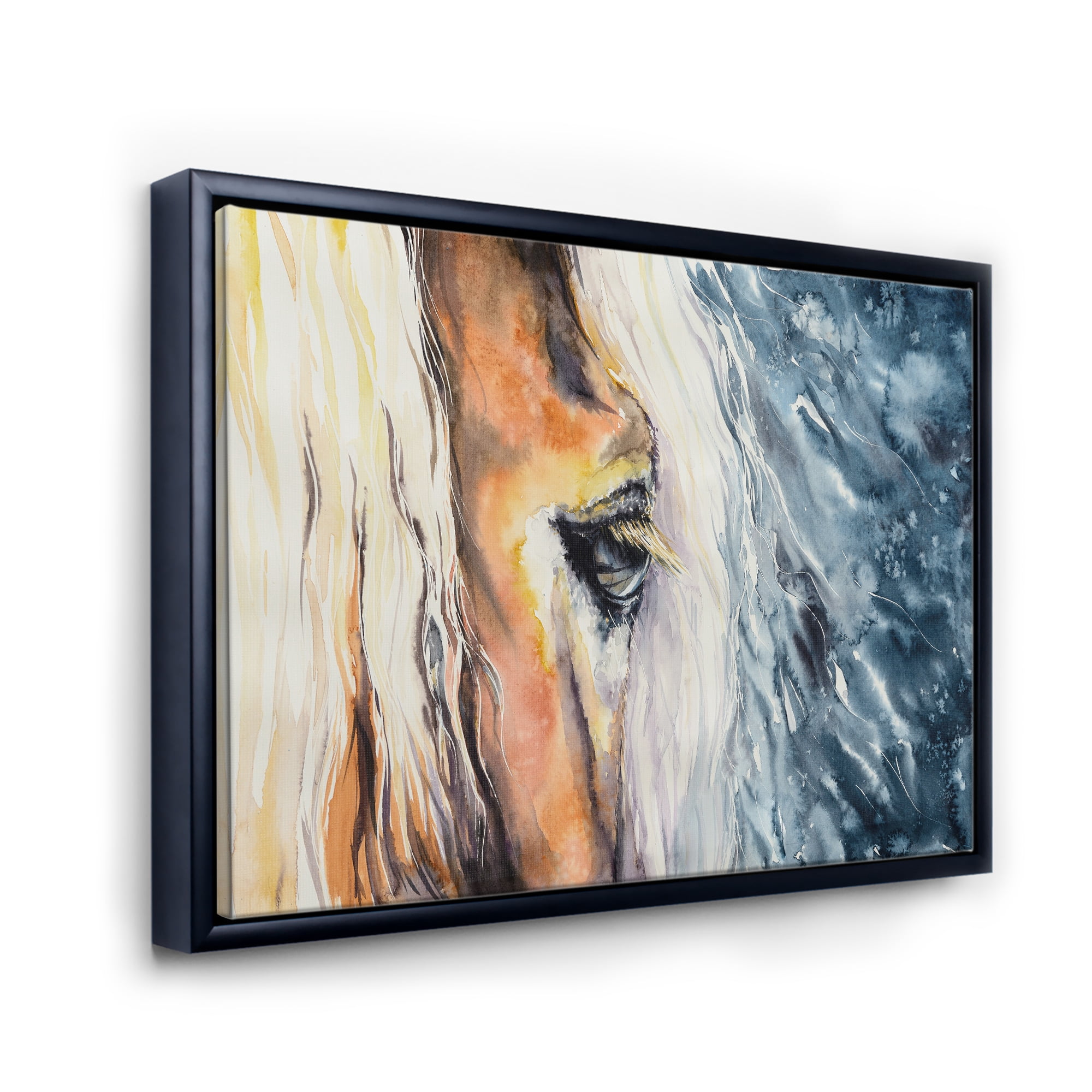 Designart 'Abstract Close-Up of A Beautiful Horses Eye II' Farmhouse Framed Canvas Wall Art Print