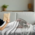 thumbnail image 3 of Kitty Soft Flannel Fleece Throw Blanket, Charming Little Animal Laying with Head on Paws, Cozy Plush for Indoor and Outdoor Use, 60" x 80", Pale Grey White, by Ambesonne, 3 of 5