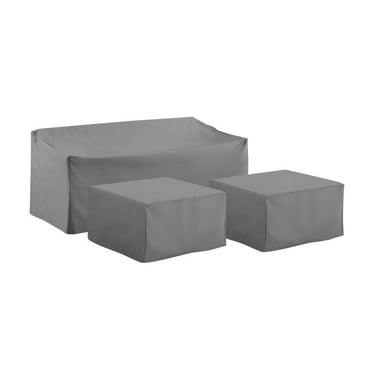 Crosley Furniture 3 Piece Patio Vinyl Sofa Cover Set in Gray