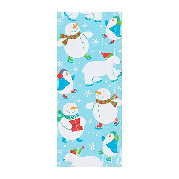 Polar Pals Plastic Party Bags with Light Blue Twist Ties