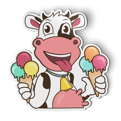 Funny Cow with Ice Cream - 5" Magnet for Car Locker Refrigerator