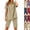 38# Khaki, variant on Women's Linen 2 Piece Outfit, Short Sleeve Half Button Polo Shirt Split Capri Pants Casual Vacation Matching Set Purple XL