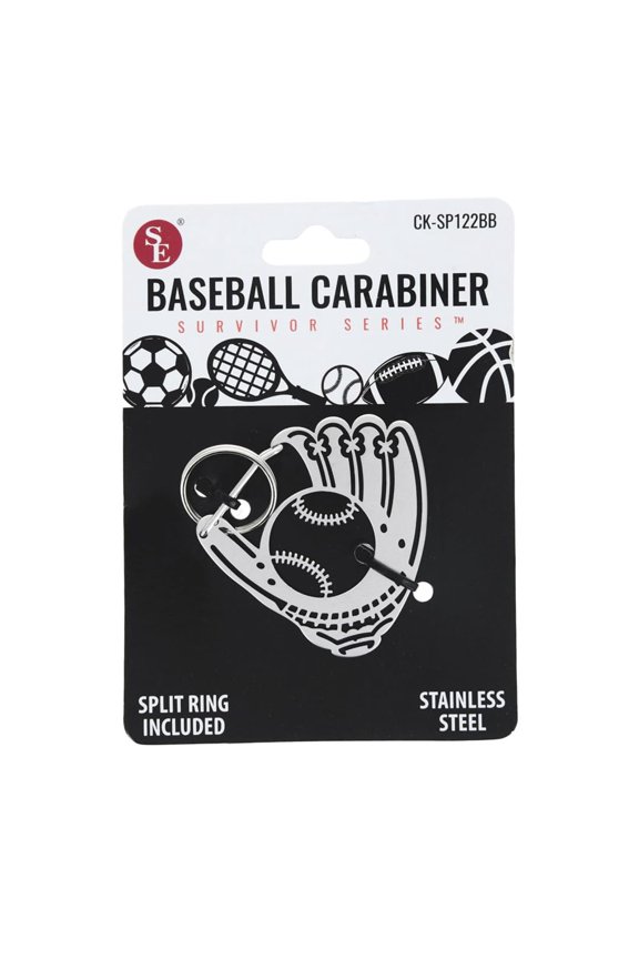 2 Inch x 2Inch Large Baseball Glove and Ball Shaped Heavy Stainless Steel Carabiner with Key Ring Durable & Decorative Clip for Keys, Bags & Accessories CK-ZA54EF