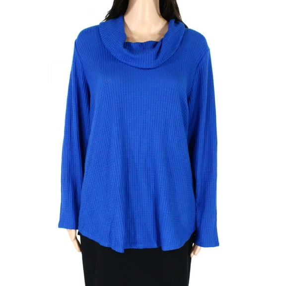 Womens Sweater Plus Waffle Knit Cowl-Neck 2X