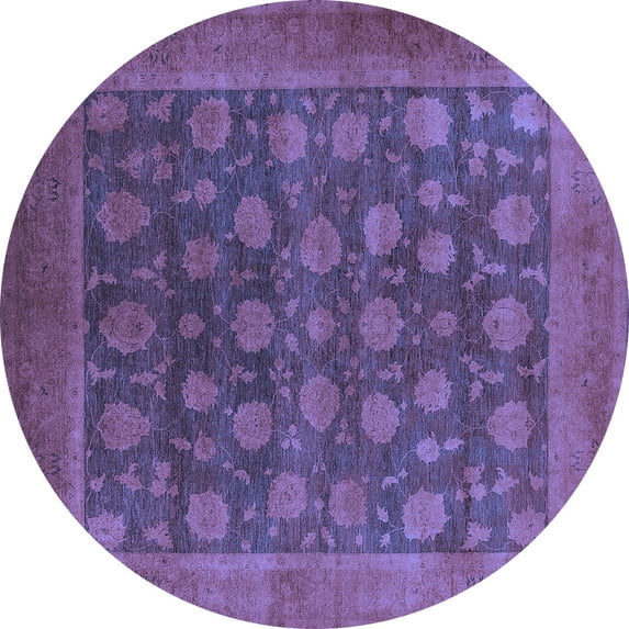 Ahgly Company Indoor Round Oriental Blue Industrial Area Rugs, 5' Round