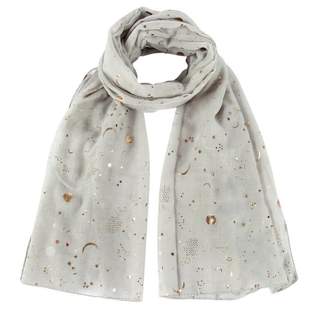 FOXMOTHER 2021 New Fashion Navy Star Moon Foil Gold Scarf For Womens Chirstmas Gifts